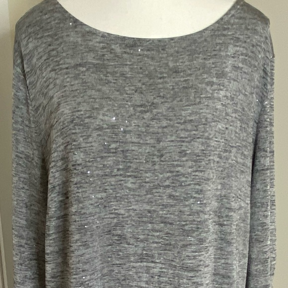 Nygard Grey Black Silver Glitter Holiday Festive Party Top- Sz-3X - Picture 2 of 16